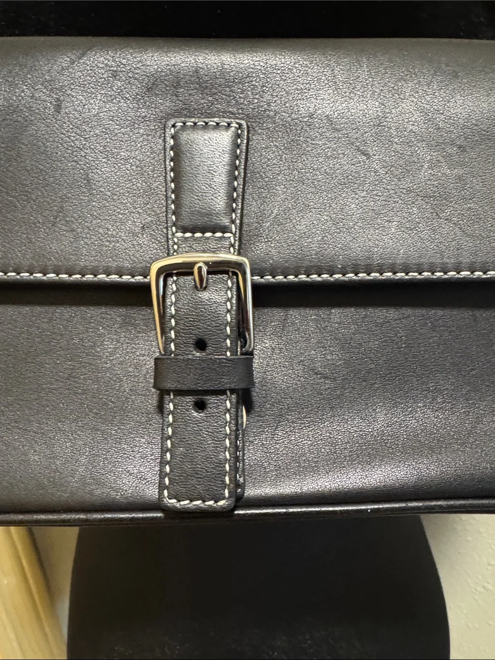 Classic Black Leather Shoulder Bag